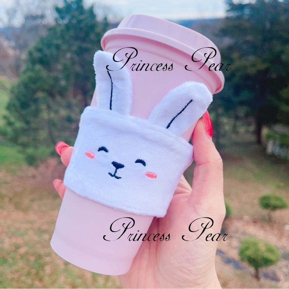 Starbucks Pink Rabbit Reusable Cup with Soft Cup Sleeve - Picture 2 of 8